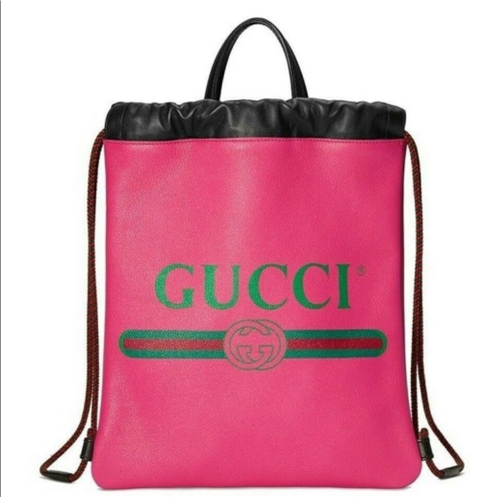 Authentic Gucci LOGO printed leather drawstring - Picture 10 of 11